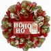 The Holiday Aisle® Christmas Wreath Ho Ho Ho w/ Jolly Santa Burlap/Deco Mesh, Wood in Green/Red | 24 H x 24 W x 6 D in | Wayfair