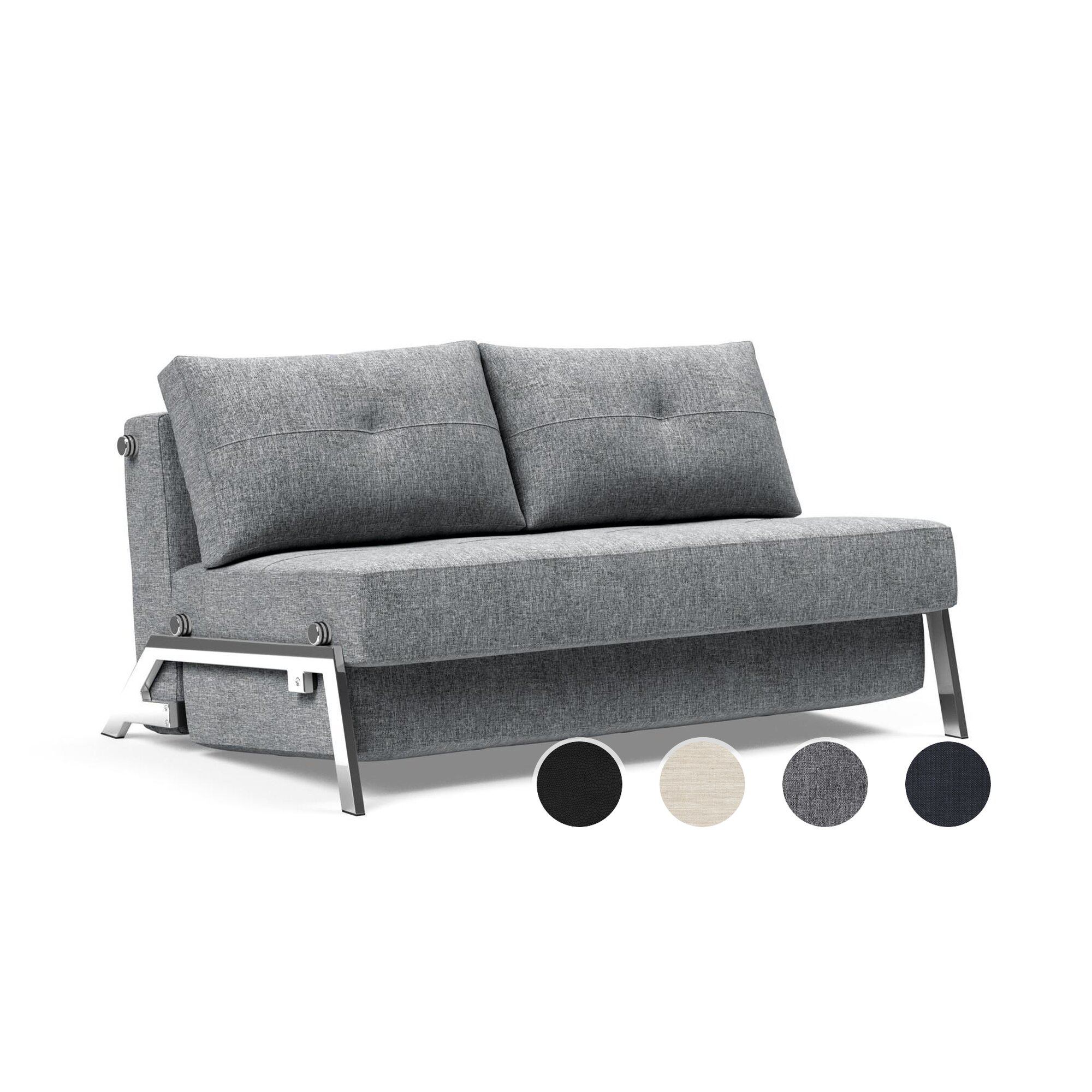 Innovation »Cubed 02« Klappsofa 165 cm / Bezug 565 Twist Granite / Beine aus Eiche lackiert