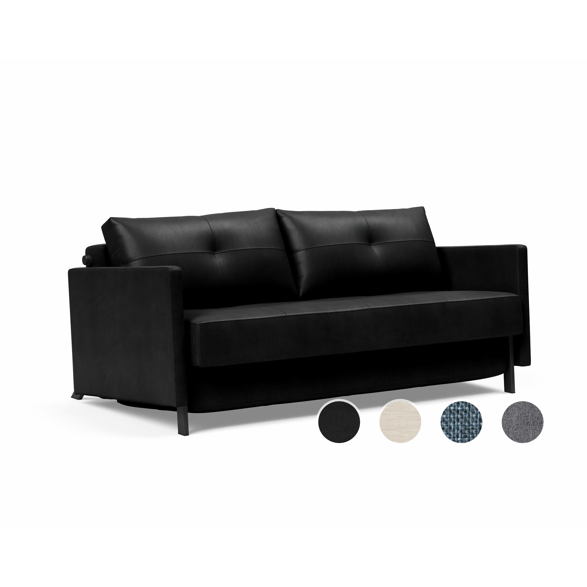 Innovation »Cubed 02« Klappsofa mit Armlehnen 174 cm / Bezug 565 Twist Granite
