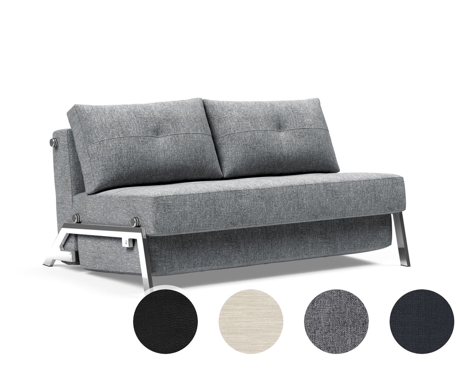 Innovation »Cubed 02« Klappsofa 165 cm / Bezug 550 Fanual Black / Beine aus Eiche lackiert