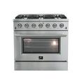 Forno Galiano 36-inch Gas Range Stainless Steel, 6 Burners, 83,000 BTU, 5.36 cu.ft. Convection Oven in Gray/White | 38 H x 36 W x 28 D in | Wayfair