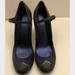 Coach Shoes | Coach Navy Silk & Patent Leather Glitter Heel Shoe | Color: Blue | Size: 10