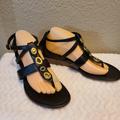 Coach Shoes | Coach "Vicky" Wedge Leather Sandal 9.5 | Color: Black | Size: 9.5