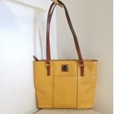 Dooney & Bourke Bags | Dooney And Bourke Yellow Leather Bag | Color: Brown/Yellow | Size: 10"X 13"X 3.5"