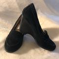 Michael Kors Shoes | Michael Kors Black Suede Wedge Shoes In Size 9. | Color: Black | Size: 9