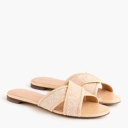 J. Crew Shoes | J Crew Glitter Cora Crisscross Sandals In Nude 9 | Color: Cream/Tan | Size: 9