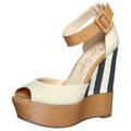 Jessica Simpson Shoes | Jessica Simpson Navy Striped Wedges | Color: Blue/Cream | Size: 8