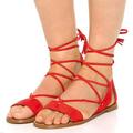 Madewell Shoes | Madewell Bridget Lace Up Gladiator Sandals | Color: Orange/Red | Size: 6.5
