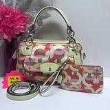 Coach Bags | Coach Kristin 22744 Satchel Handbag Purse+Wristlet | Color: Cream/Pink | Size: Os