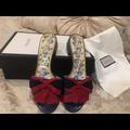 Gucci Shoes | Gucci Calfskin Sackville Size 7.5 Bow Sandals. | Color: Red | Size: 7.5