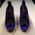 Jessica Simpson Shoes | Jessica Simpson Estas Blue Suede Open-Toe Shoes | Color: Blue | Size: 6