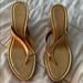 Coach Shoes | Gorgeous Gold Coach Cork Wedge Sandals - Like New | Color: Gold | Size: 8.5
