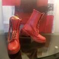 Free People Shoes | Free People Santa Fe Lace Up Leather Boots | Color: Red | Size: 6