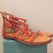 Anthropologie Shoes | Double Buckle Leather Gladiator Sandals | Color: Red | Size: 9