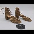 Michael Kors Shoes | Michael Kors Mirabel Mid Block Heel Lace Up Sandal | Color: Tan | Size: 7