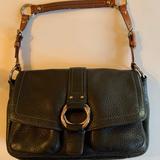 Coach Bags | Coach Chelsea Black Pebbled Leather Shoulder Bag | Color: Black/Blue | Size: 11” X 7.5” X 3”