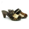 Coach Shoes | Coach Sebrina Studded Patchwork Wood Mule Clog 7 | Color: Brown/Tan | Size: 7