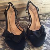 Kate Spade Shoes | Kate Spade Black Satin Slingback Heel Sandals | Color: Black | Size: 8