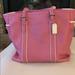 Coach Bags | Coach Over The Shoulder Leather Tote | Color: Pink/White | Size: Os