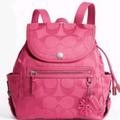 Coach Bags | Coach Kyra Daisy Signature Backpack In Hibiscus | Color: Pink | Size: 11.75' L X 11.5' H X 4.5' W
