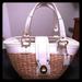 Coach Bags | Coach Leather Trimmed Basket Style Handbag | Color: White | Size: Os