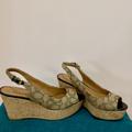 Coach Shoes | Coach Ferry Sig C Jacquard Wedge Heel Shoes | Color: Tan | Size: 7.5