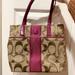 Coach Bags | Coach Magenta Brown Signature Tote Purse, Leather | Color: Pink/Tan | Size: Os