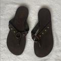 Michael Kors Shoes | Michael Kors Leather Studded Flip Flops | Color: Brown | Size: 10