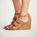 Free People Shoes | Free People Suede Wedge Sandal | Color: Silver/Tan | Size: 6