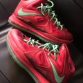 Nike Shoes | Lebron 10 Christmas Edition Mens Size 9 1/2 | Color: Green/Red | Size: 9.5