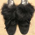 Coach Shoes | Coach Furry Suede Lace-Front Mules | Color: Black | Size: 7.5