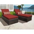 River Brook Patio Reclining Sun Lounger Set w/ Cushion Metal/Wicker/Rattan in Brown kathy ireland Homes & Gardens by TK Classics | Wayfair