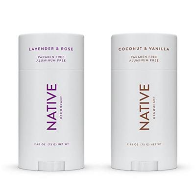 Native Deodorant | Natural Deodorant for Women and Men, Aluminum Free with Baking Soda, Probiotics, Coconut Oil and Shea Butter | Coconut & Vanilla and Lavender Rose - Variety Pack of 2