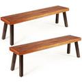 Costway Set of 2 Patio Acacia Wood Dining Benches