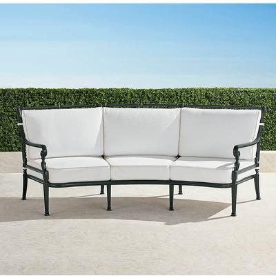 Carlisle Curved Sofa with Cushions in Onyx Aluminum - Standard, Rain Peacock - Frontgate