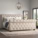 Greyleigh™ Ballwin Tufted Low Profile Sleigh Bed Upholstered/Polyester in White | 54.13 H x 69 W x 107.5 D in | Wayfair