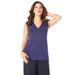 Plus Size Women's Ultrasmooth® Fabric V-Neck Tank by Roaman's in Navy (Size 30/32) Top Stretch Jersey Sleeveless Tee