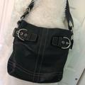 Coach Bags | Coach Vintage Black Leather Bag Side Buckles | Color: Black/Silver | Size: 9.5” X 9.5” Aprox