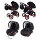 Stroller Travel System pram 3 in1 Combo Set with car seat Choice Buggy isofix Daytona GT by Chillykids Red Black 03 3in1 with Baby seat