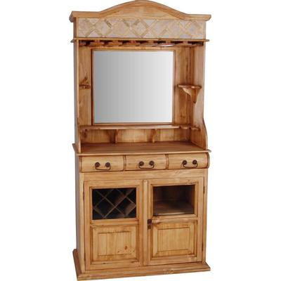 MiaMöbel Mexico Barschrank mit Spiegel und Marmor Massivholz Pinie Landhaus Mexiko Möbel Mexikanisch Image