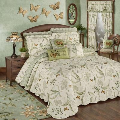 Butterfly Eden Grande Bedspread Eggshell, Full / D...