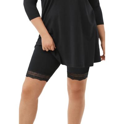 Plus Size Women's Lace Hem Bike Shorts by ellos in Black (Size 30/32)