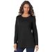 Plus Size Women's Long-Sleeve Crewneck Ultimate Tee by Roaman's in Black (Size 6X) Shirt