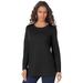Plus Size Women's Long-Sleeve Crewneck Ultimate Tee by Roaman's in Black (Size L) Shirt