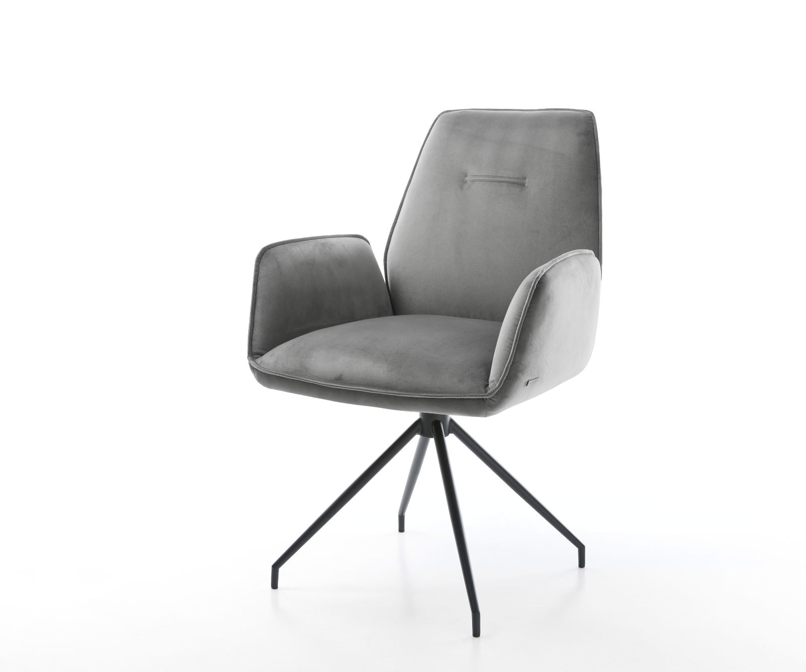 DELIFE Esszimmerstuhl Zoa-Flex Samt Grau Kreuzgestell konisch Schwarz Taschenfederkern, Esszimmerstühle Image