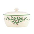 Lenox Ceramic Oval Hosting the Holidays Covered Casserole w/ Lid Ceramic in Green/Red/White | 3.75 H x 7.25 W x 8 D in | Wayfair 847117