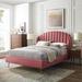Everly Quinn Lana Queen Performance Wingback Platform Bed Upholstered/Velvet/Polyester in Pink | 56.5 H x 70 W x 90 D in | Wayfair