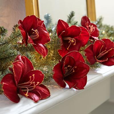 Amaryllis Clips, Set of 6 by BrylaneHome in Red Christmas Decoration