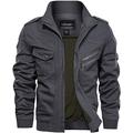 TACVASEN Work Jacket Mens Autumn Cotton Jacket Lightweight Spring Summer Work Jacket Cargo Working Jacket Workwear Grey