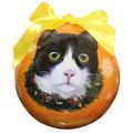 E&S Imports Black & White Cat Ball Ornament Plastic in Black/Orange/Yellow | 3 H x 3 W x 3 D in | Wayfair CBOC-3